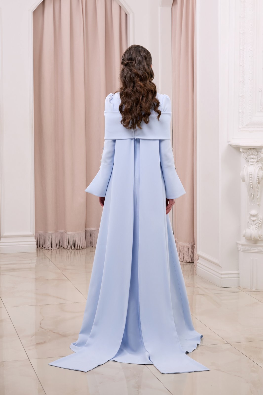 Frozen Omuz Detaylı Elbise - Mavi