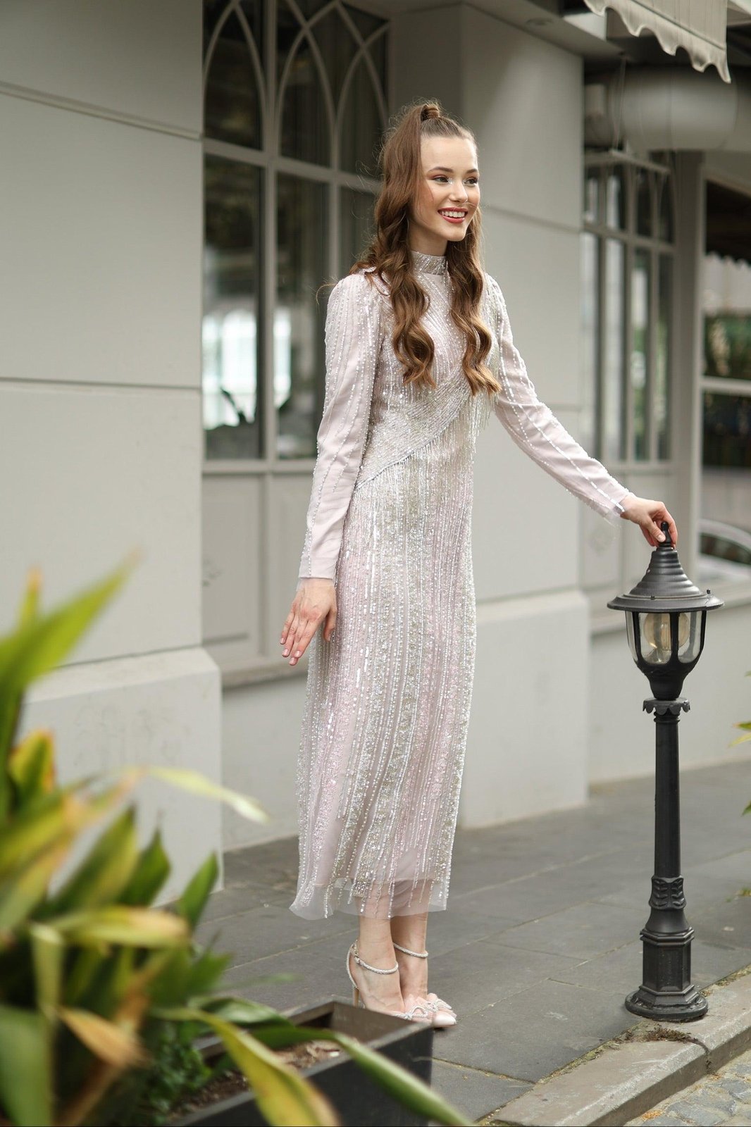 Caroline Kasnak Elbise - Pembe