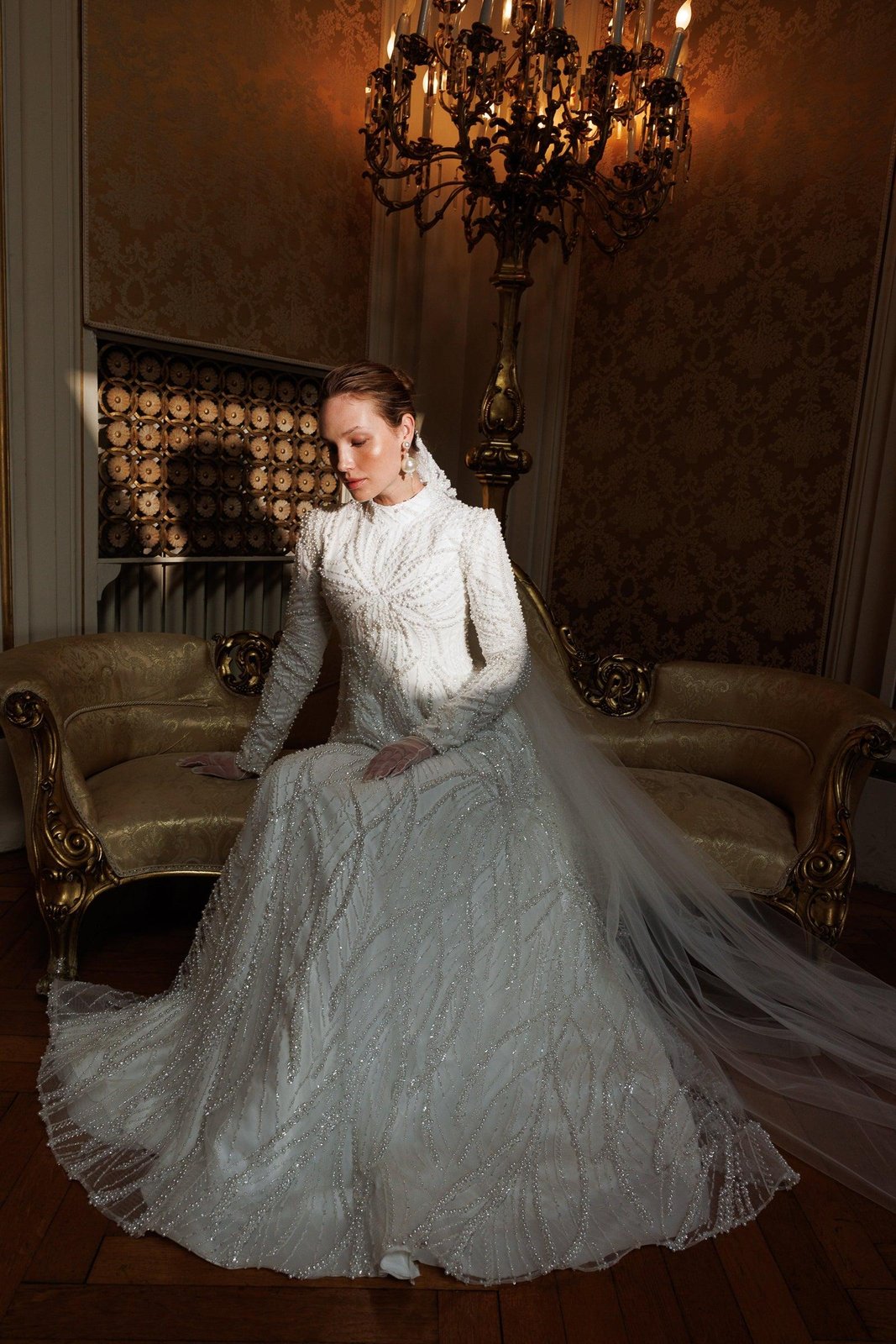 Rosaline İncili Gelinlik - Beyaz