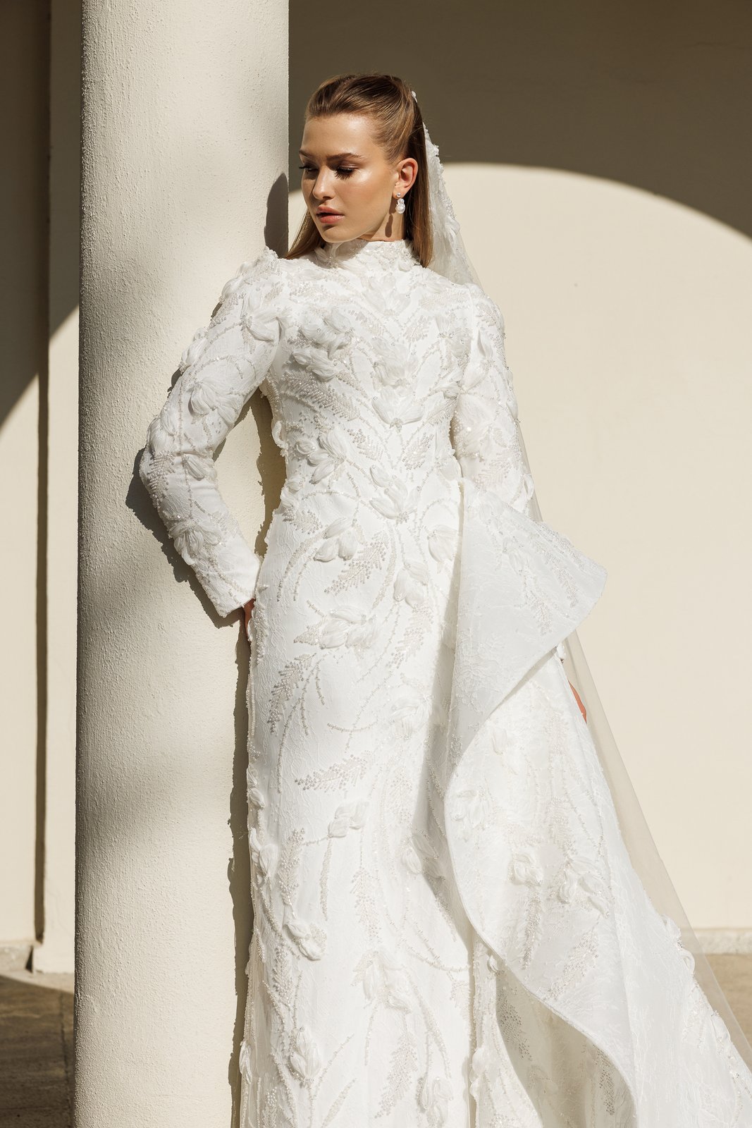 Audrey Kuyruklu Gelinlik - Beyaz