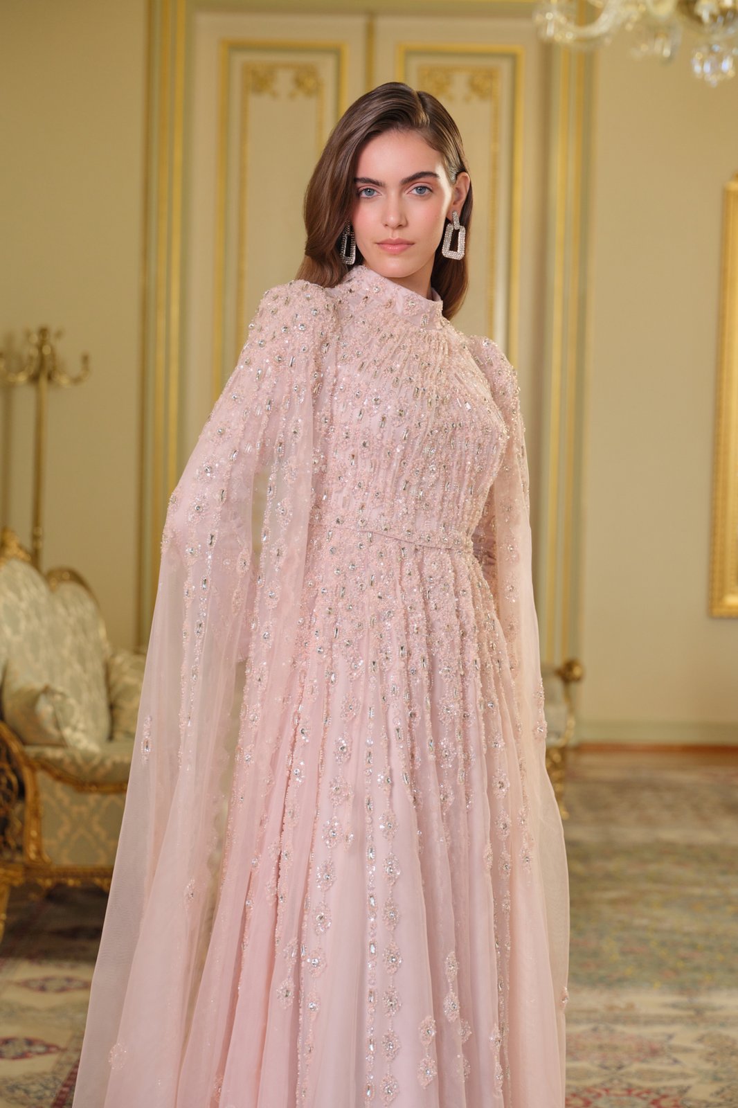 Begonia Kasnak İşlemeli Elbise - Pembe