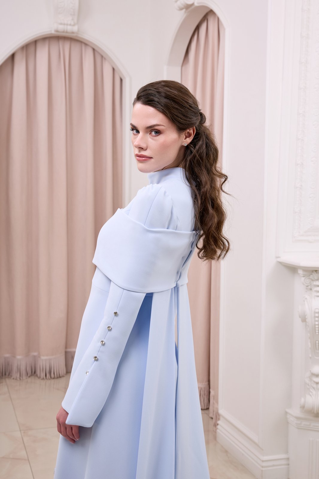 Frozen Omuz Detaylı Elbise - Mavi