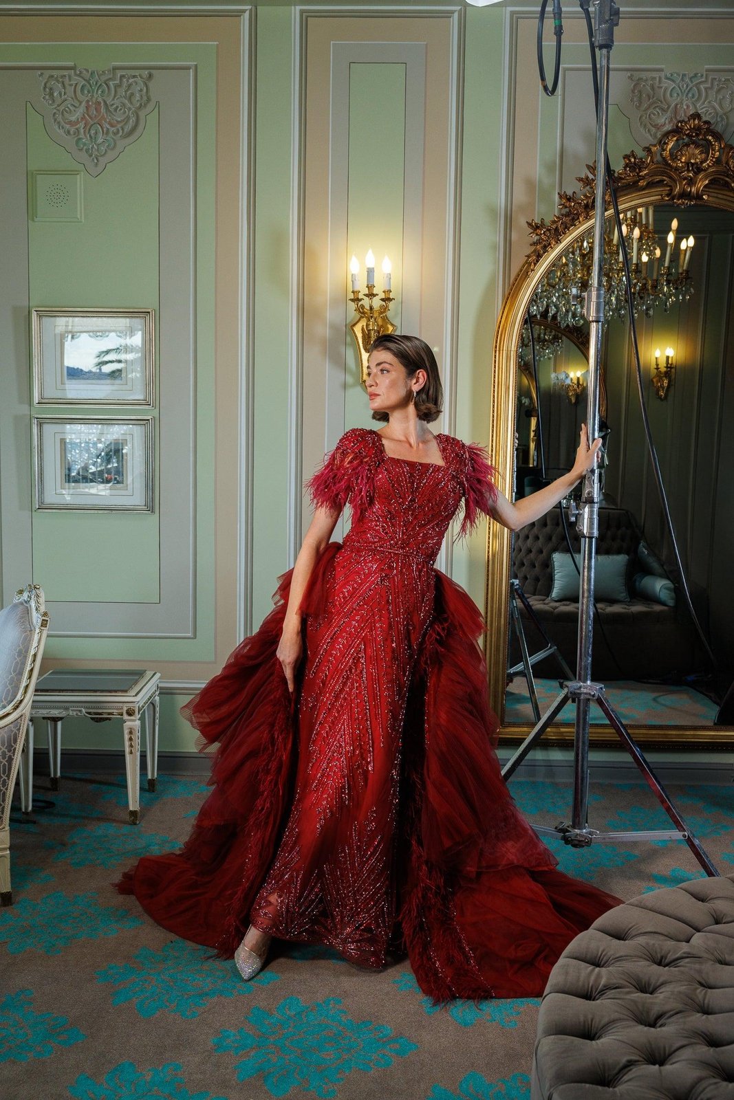 Zoe Kuyruklu Elbise - Bordo