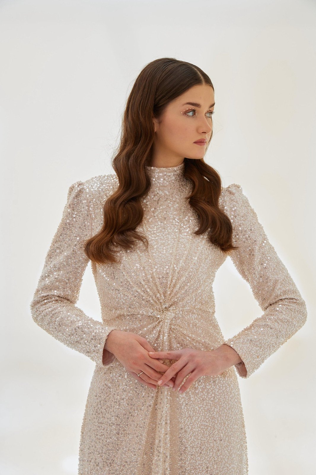 Vicky İşlemeli Elbise - Bej