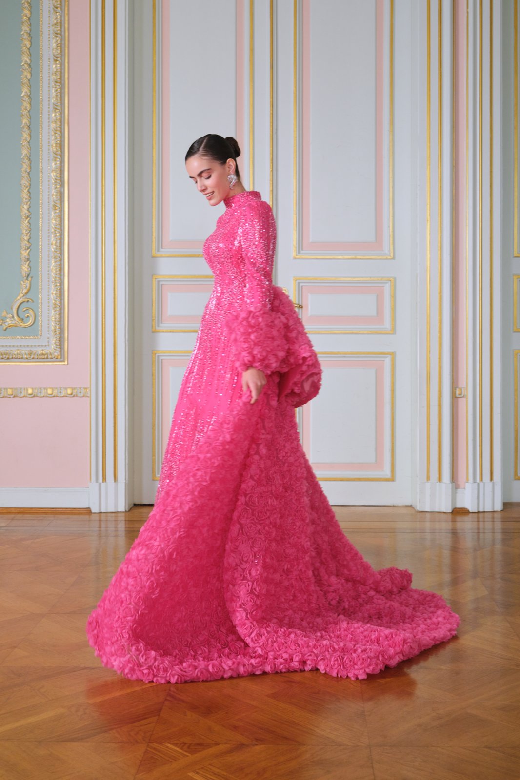 Rosewood Kuyruklu Elbise - Fuşya