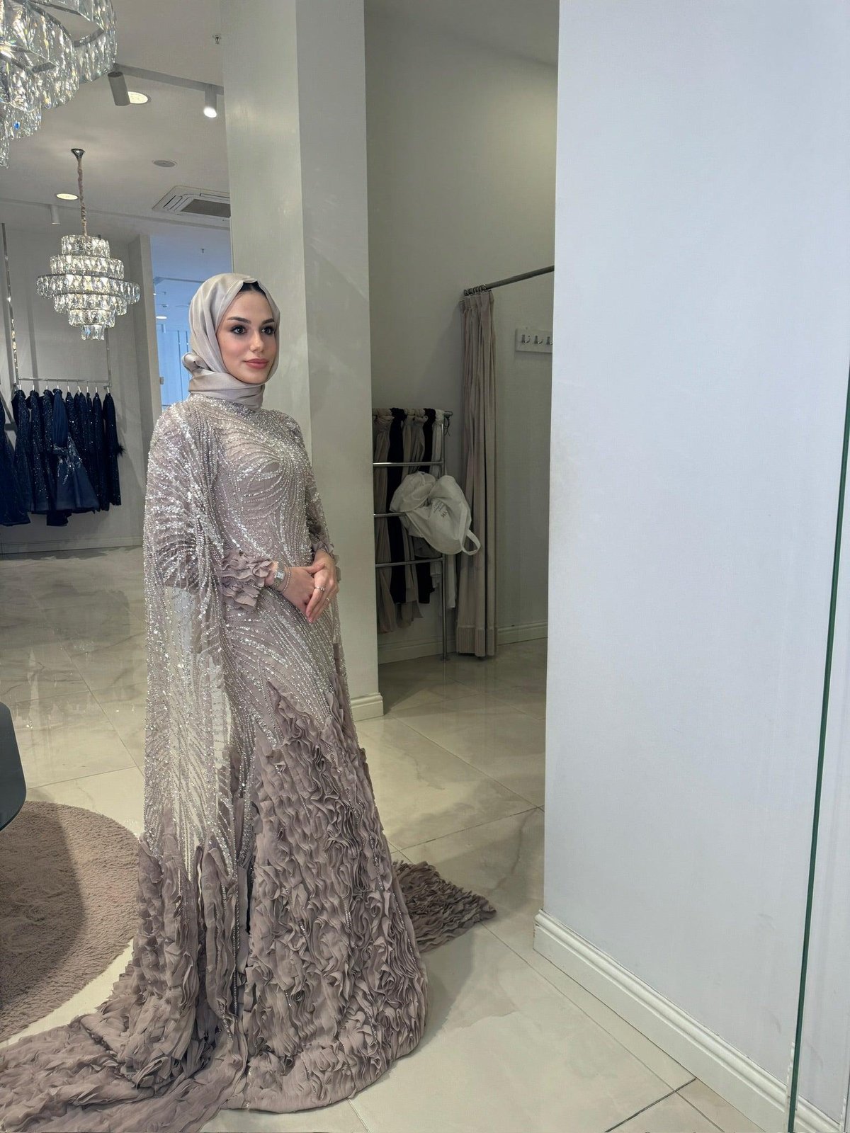 Revia Fırfırlı Elbise - Kahverengi