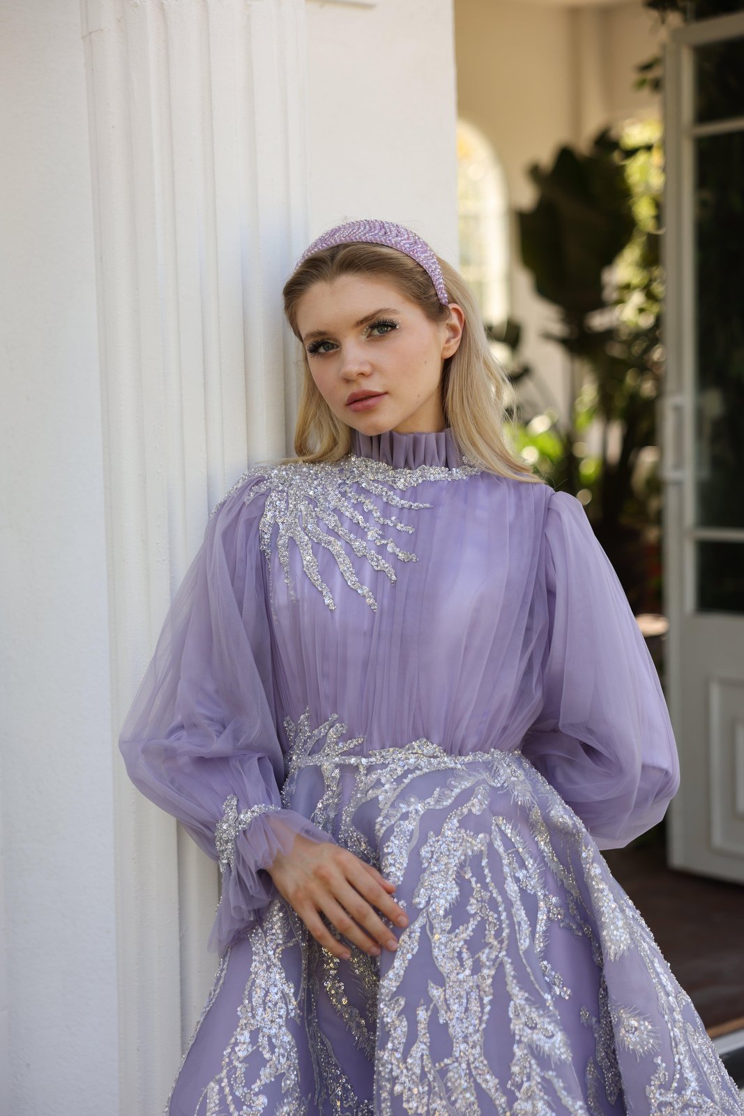 Soli Tül Detaylı Elbise - Lila