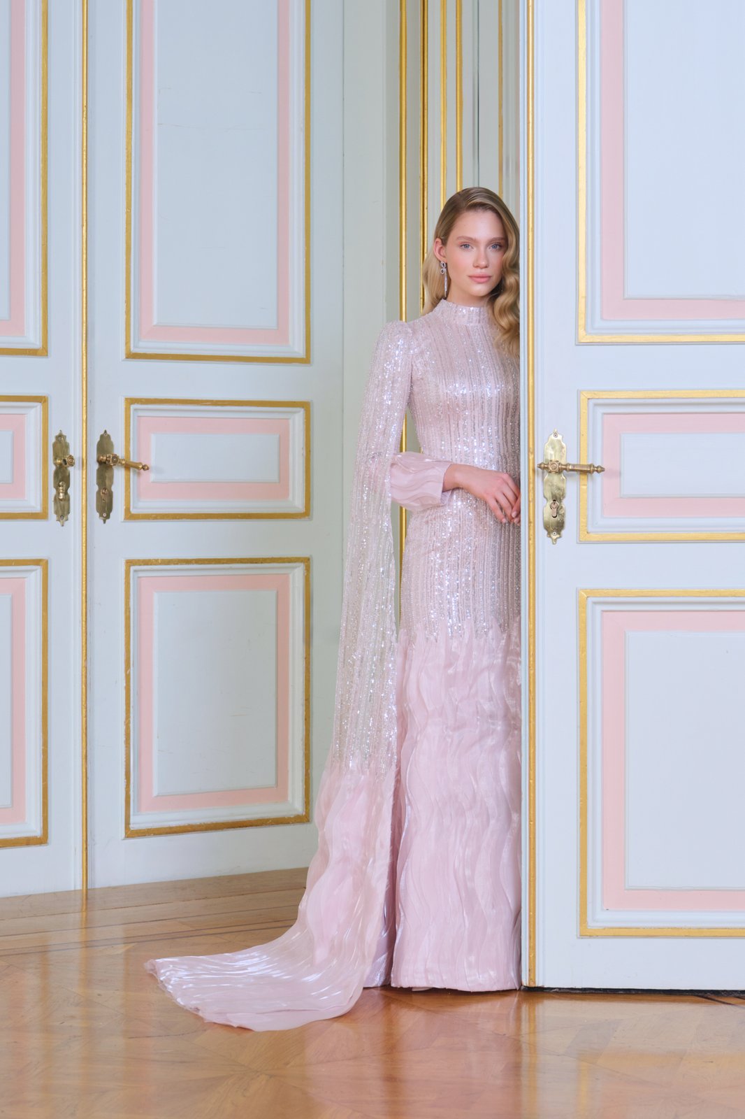 Penny Pelerinli Elbise - Pembe