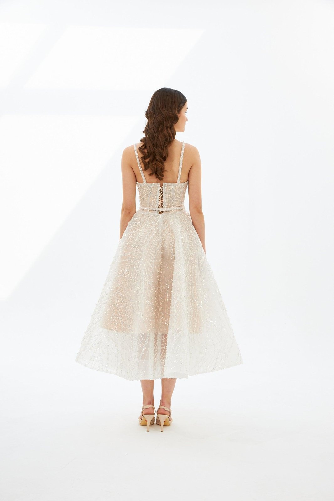 Perla İncili Elbise - Ekru