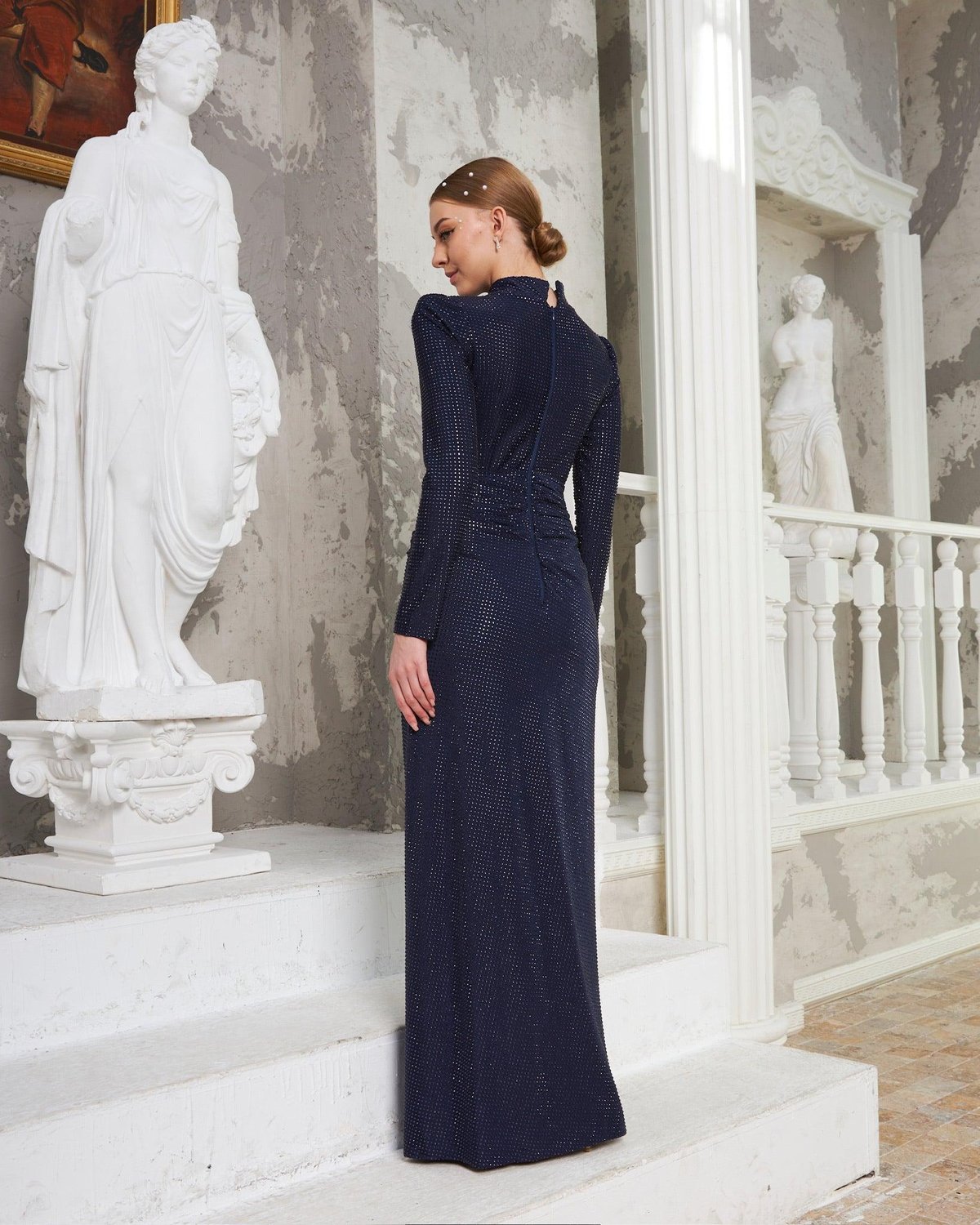 Jersey Likralı Elbise - Lacivert