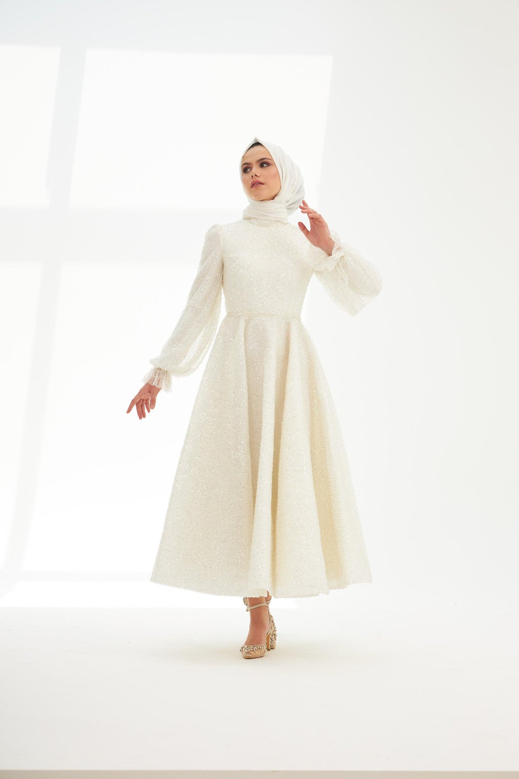 Eva Midi Boy Elbise - Beyaz