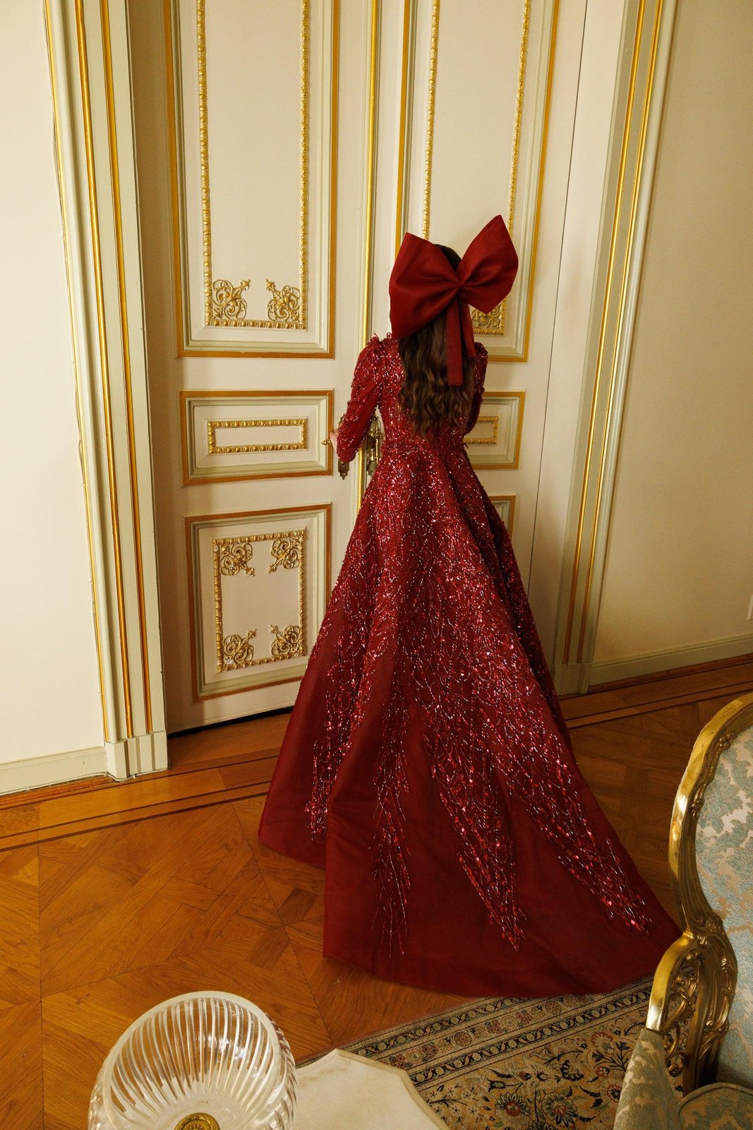 Gala İşlemeli Elbise - Bordo