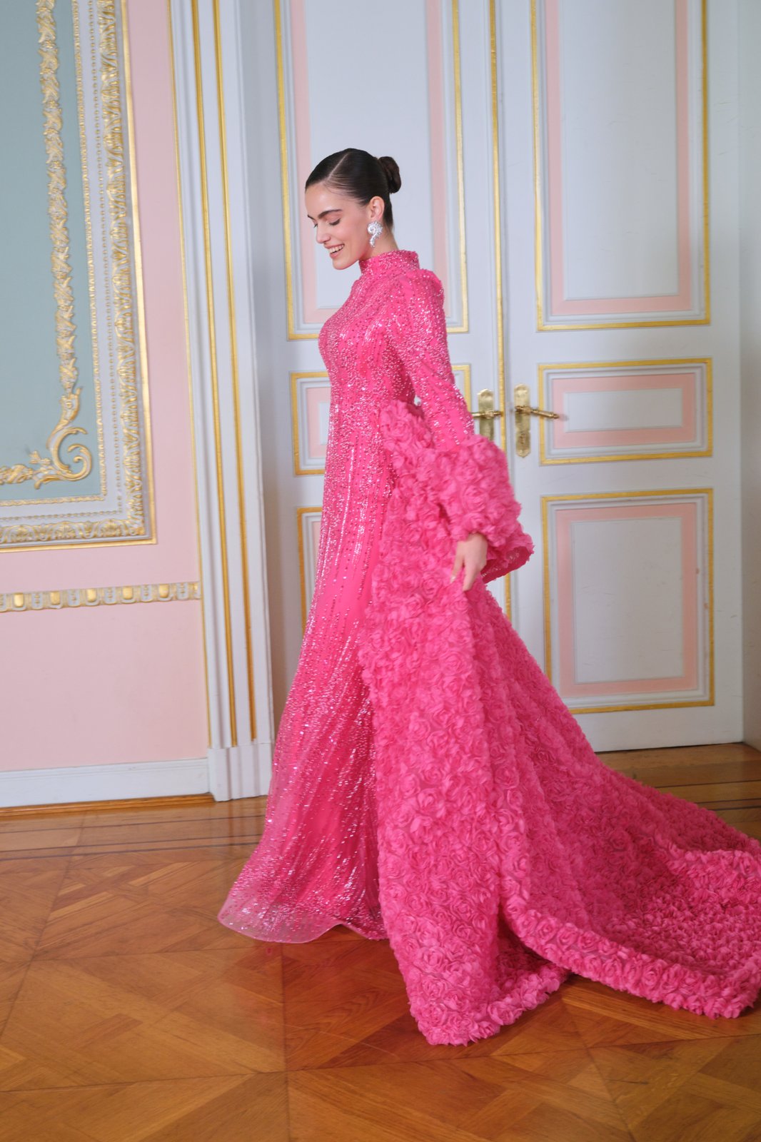 Rosewood Kuyruklu Elbise - Fuşya