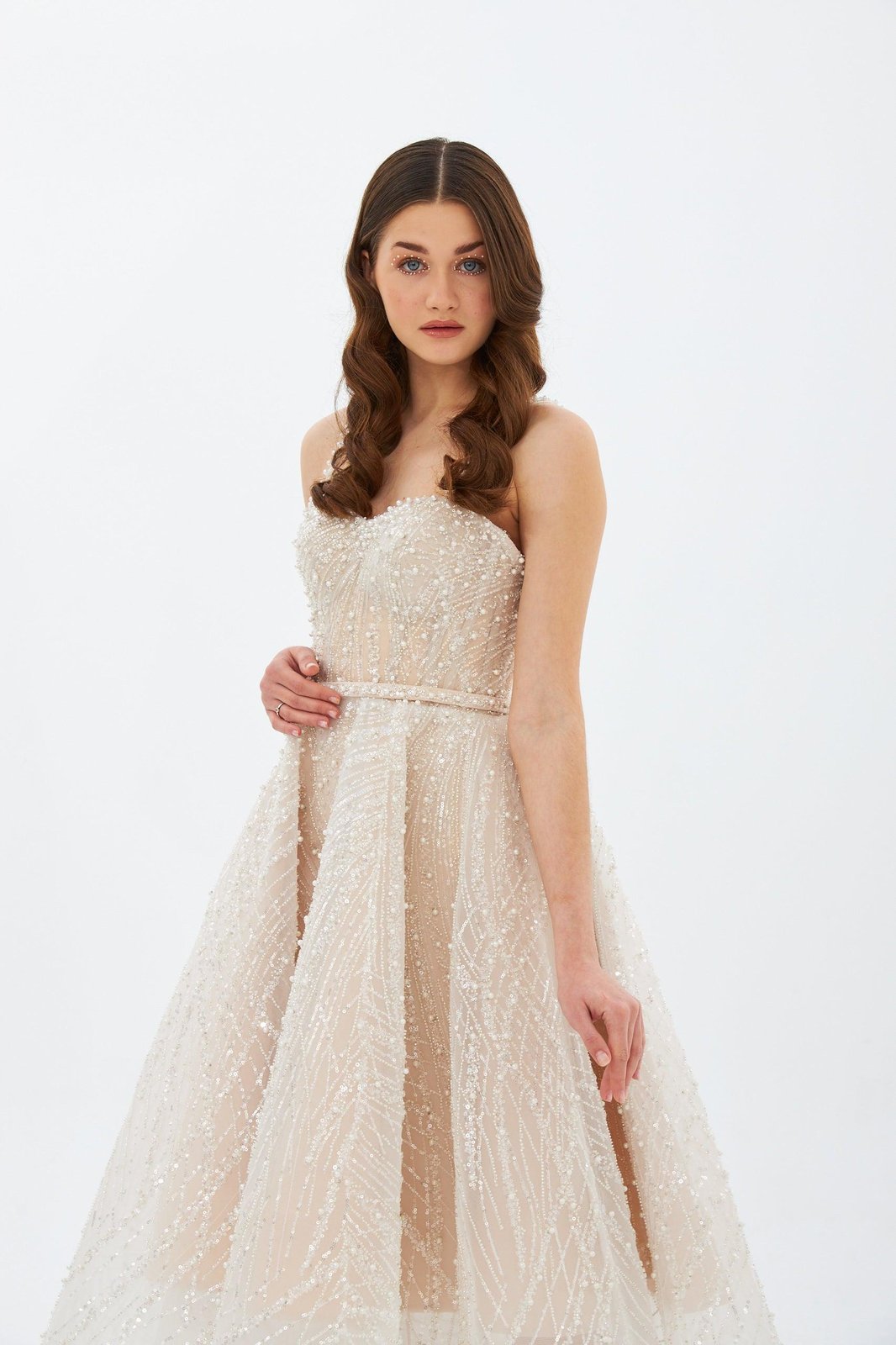 Perla İncili Elbise - Ekru