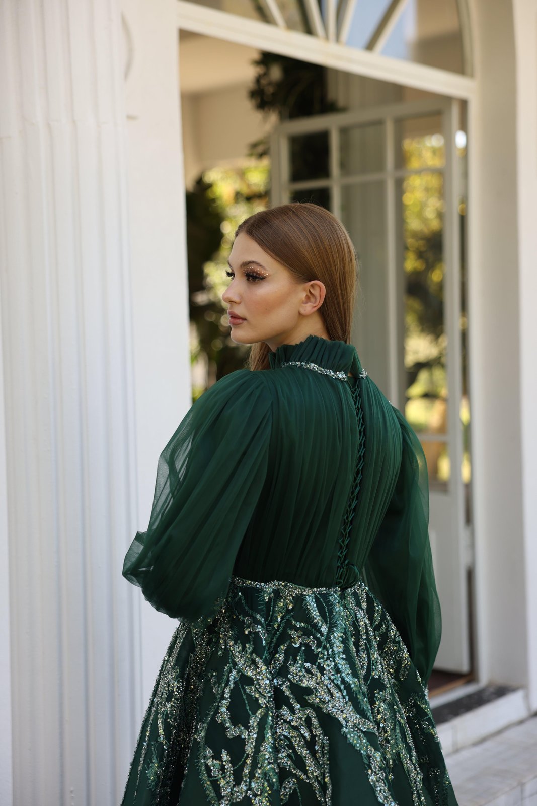 Soli Tül Detaylı Elbise - Yeşil