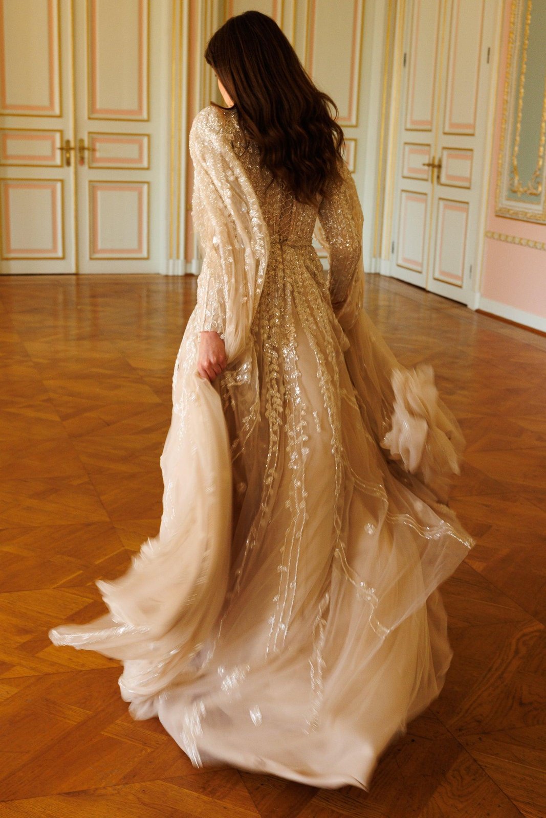 Bella Pelerinli Elbise - Bej