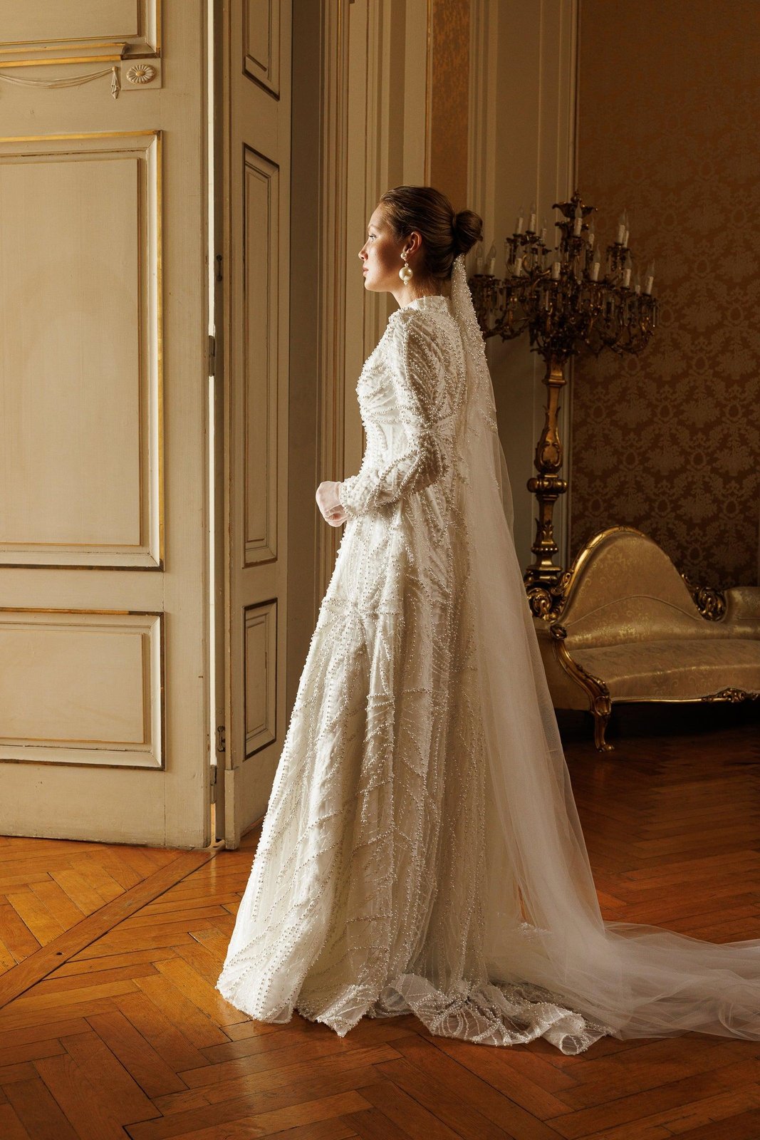 Rosaline İncili Gelinlik - Beyaz