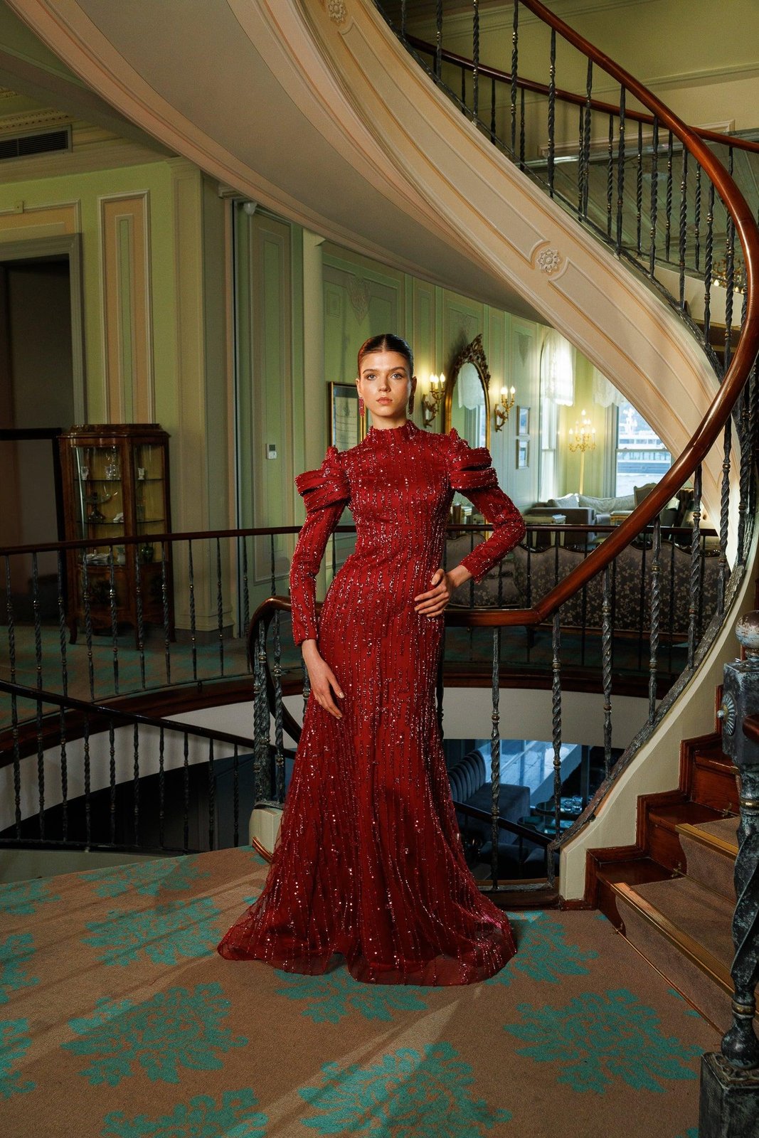 Nessa Kuyruklu Elbise - Bordo