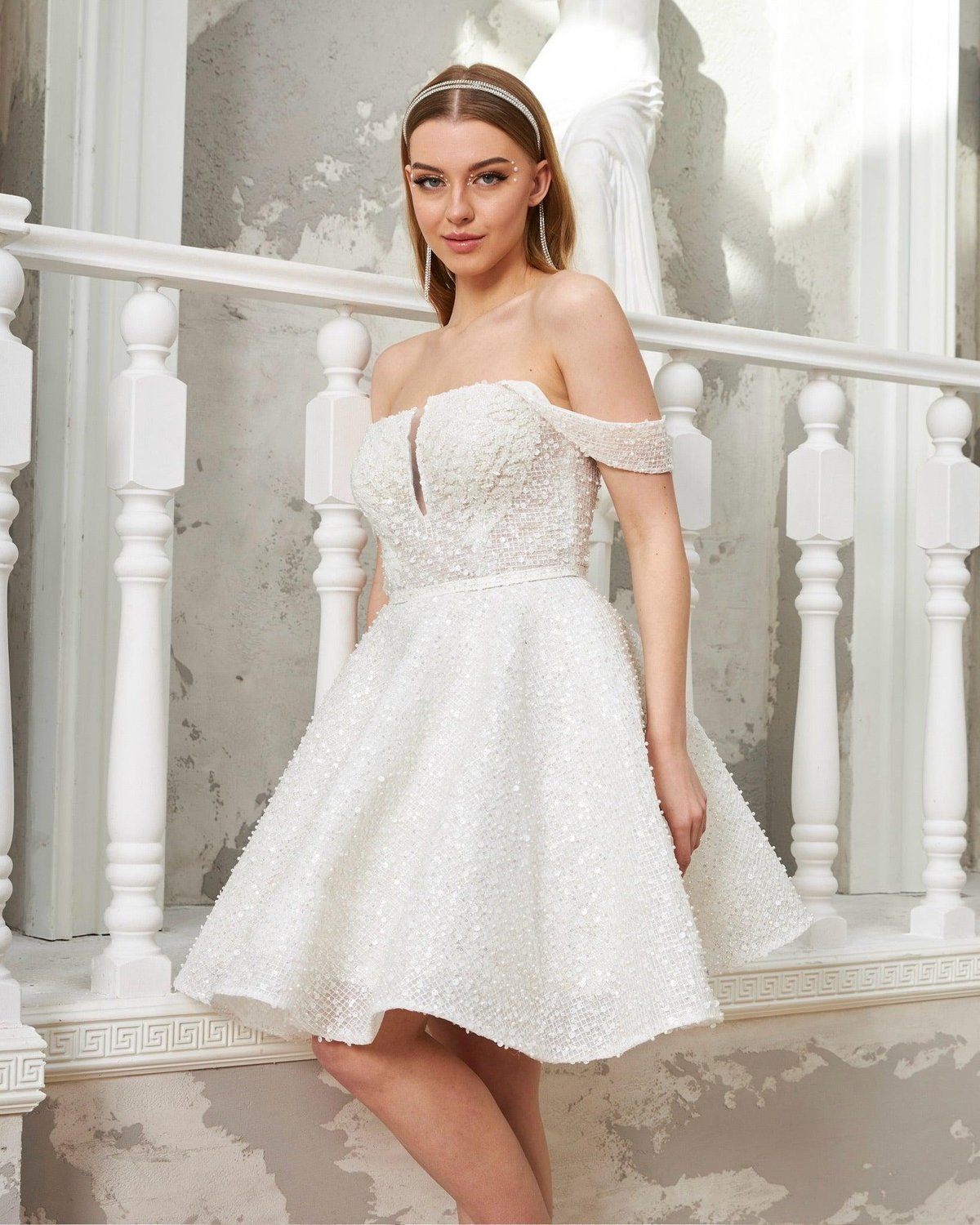 Elenor Mini Elbise - Beyaz