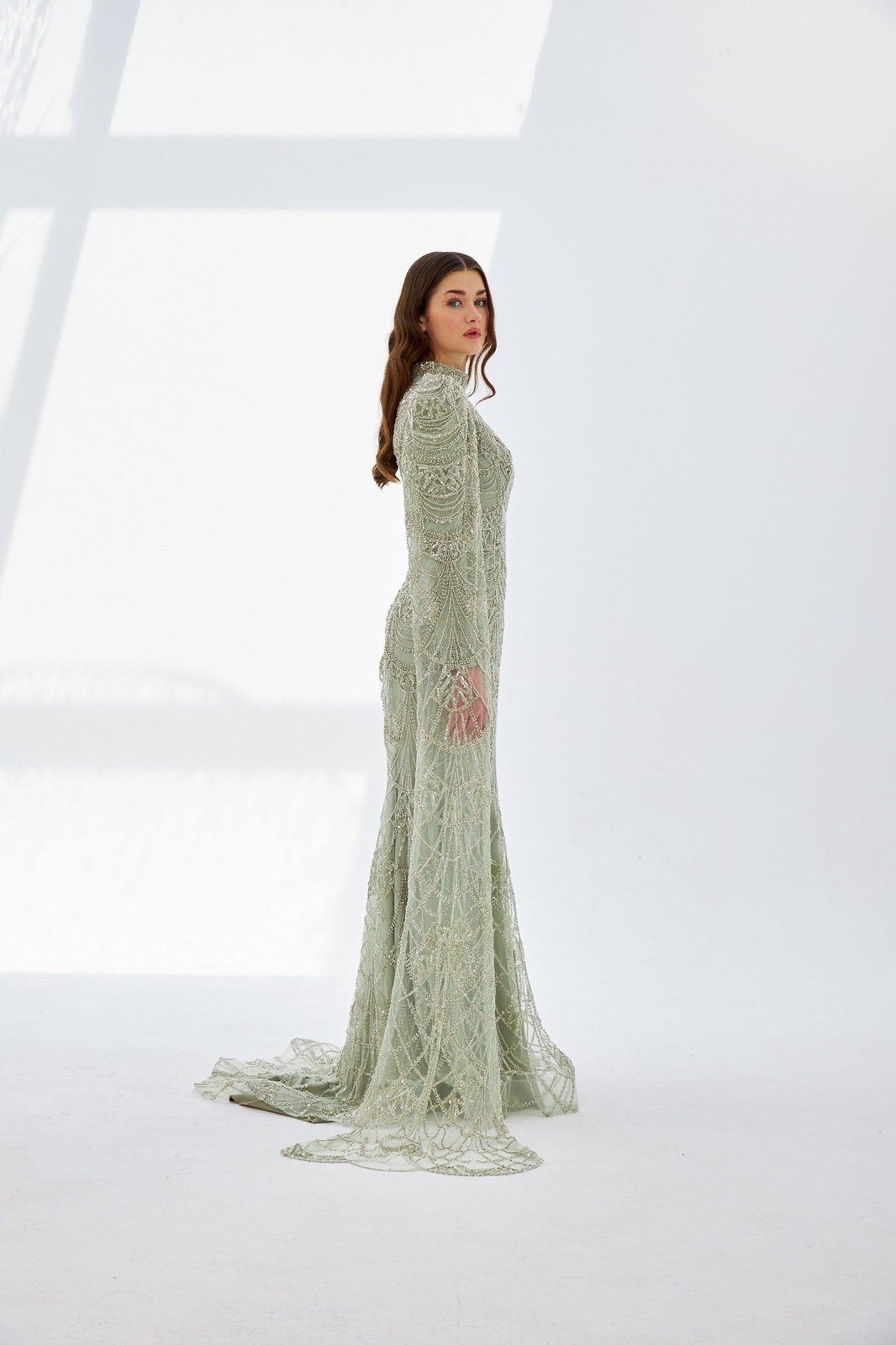 Estelle Pelerinli Elbise - Mint