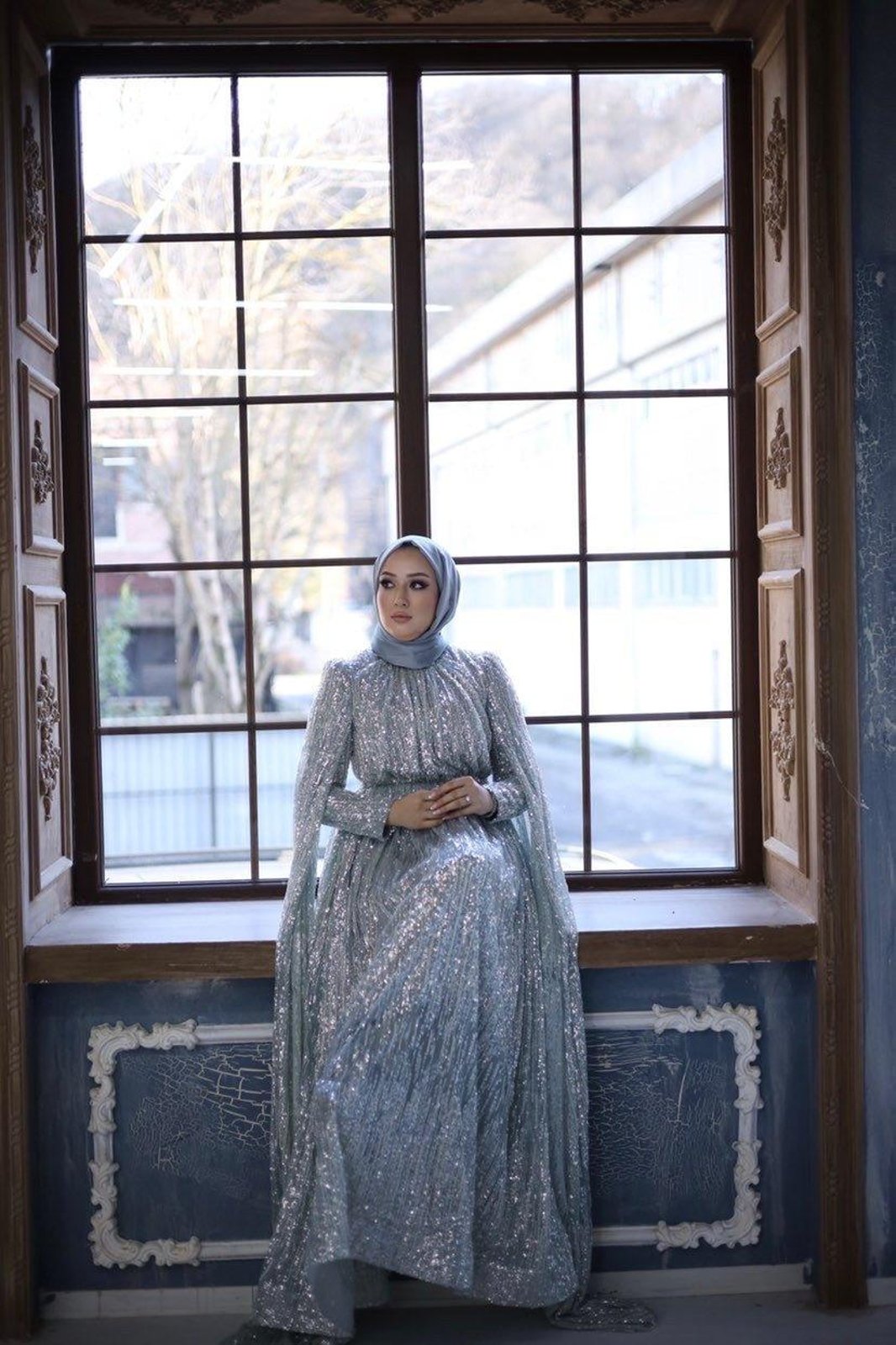 Light Pelerine Elbise - Mint