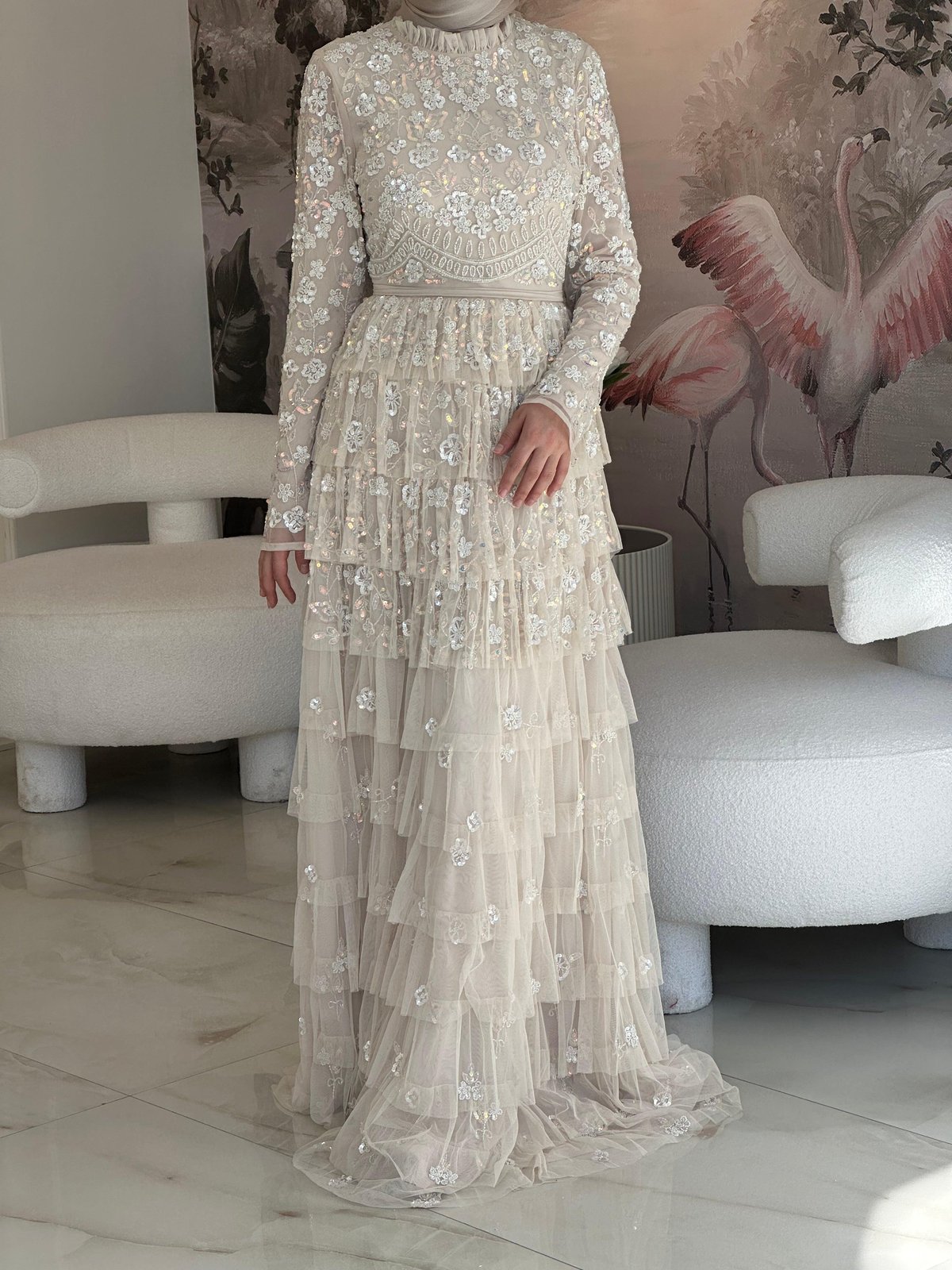 Loco Kat Kat Elbise - Ekru