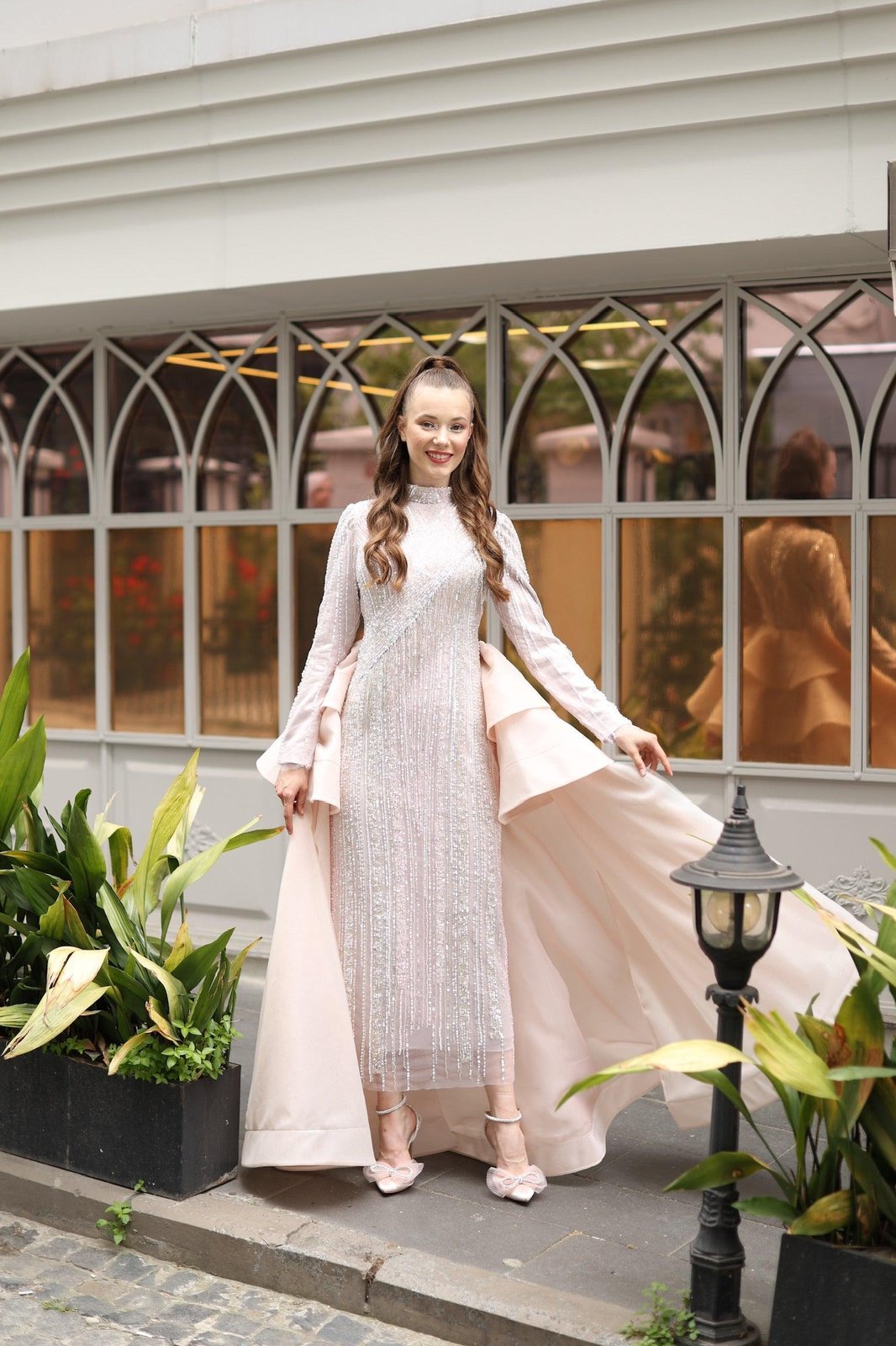 Caroline Kasnak Elbise - Pembe