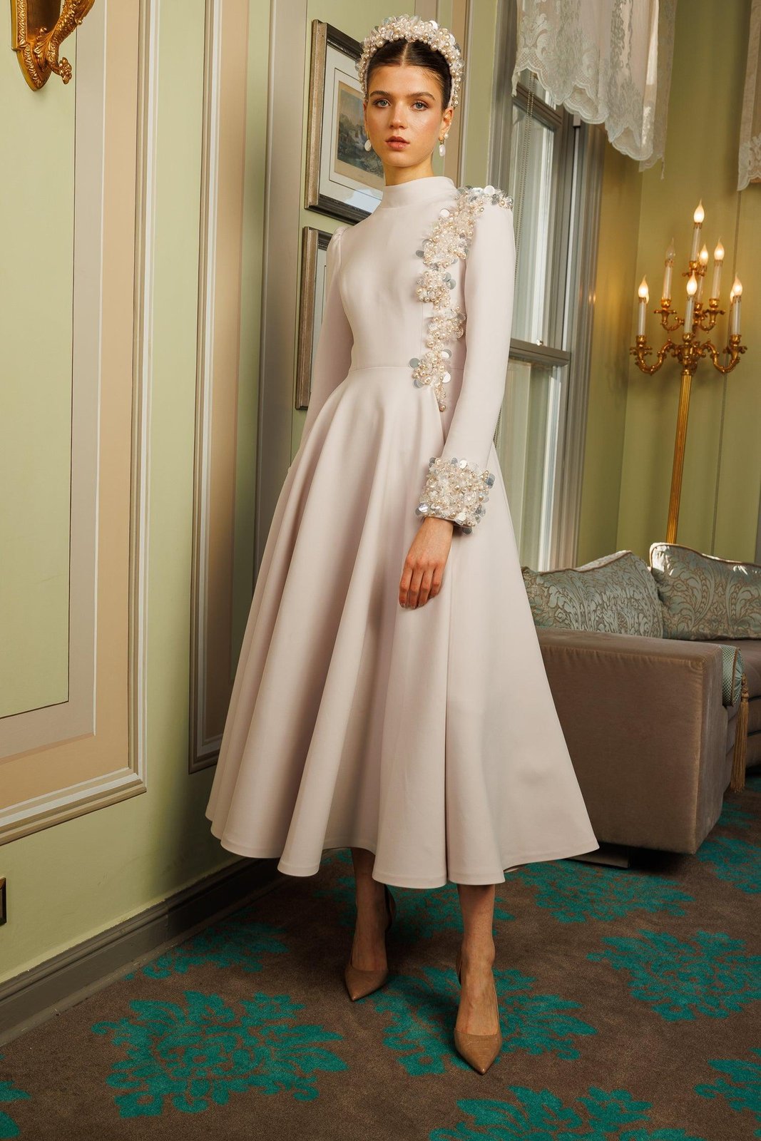 Zuki Midi Boy Elbise - Bej