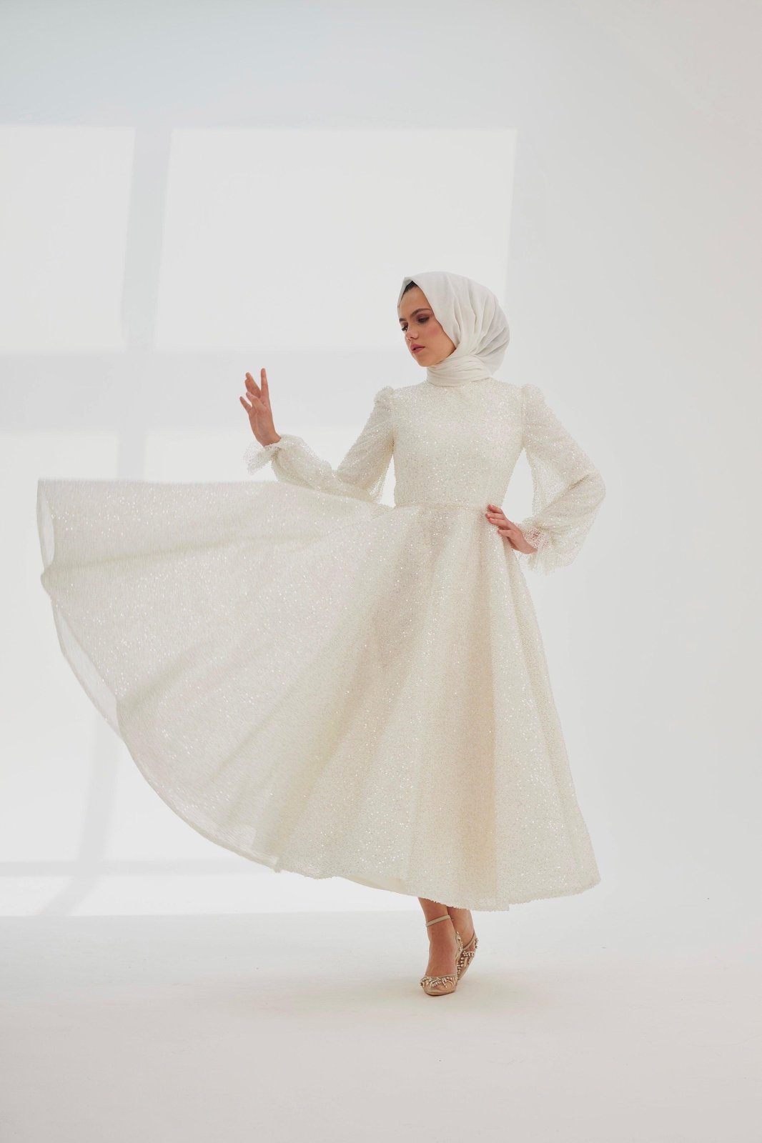 Eva Midi Boy Elbise - Beyaz