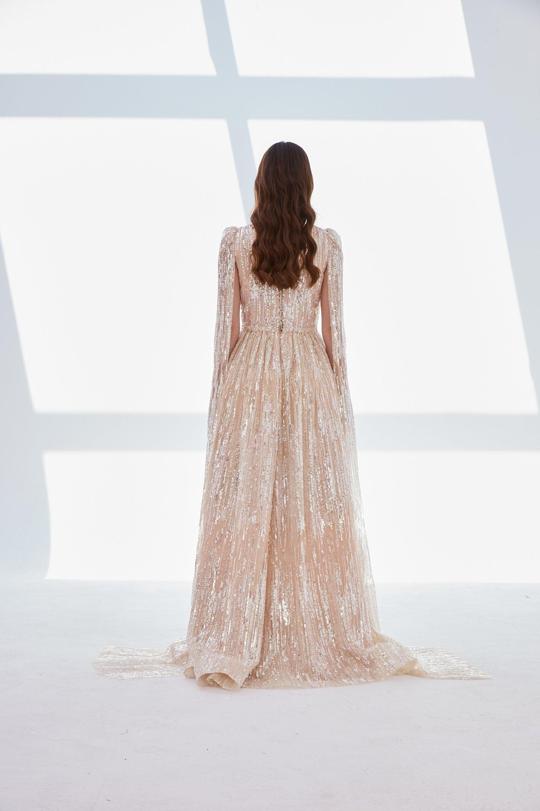 Hailey Pelerinli Elbise - Pudra