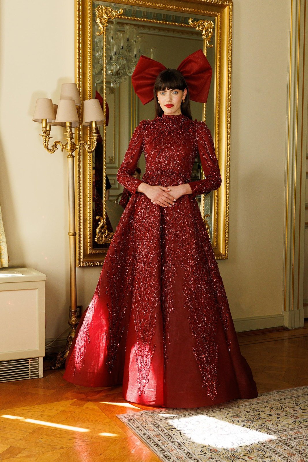 Gala İşlemeli Elbise - Bordo