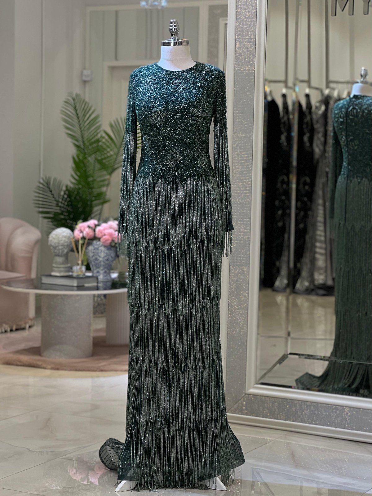 Marco Taş Püsküllü Elbise - Yeşil