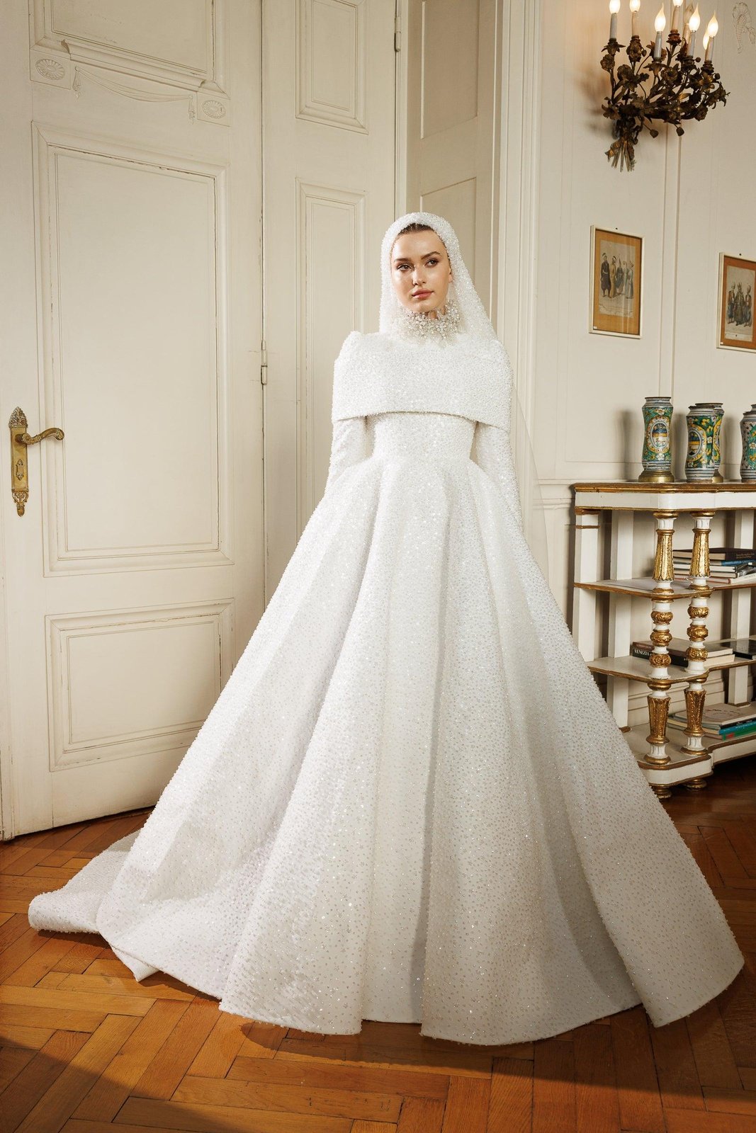 Ashley Omuz Detaylı Gelinlik - Beyaz