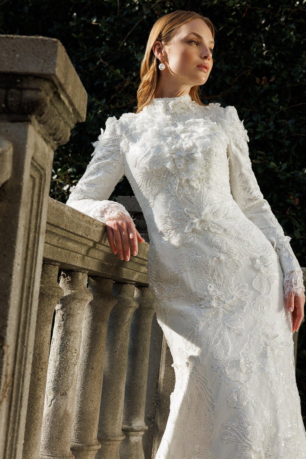 Meghan Kuyruklu Gelinlik - Beyaz