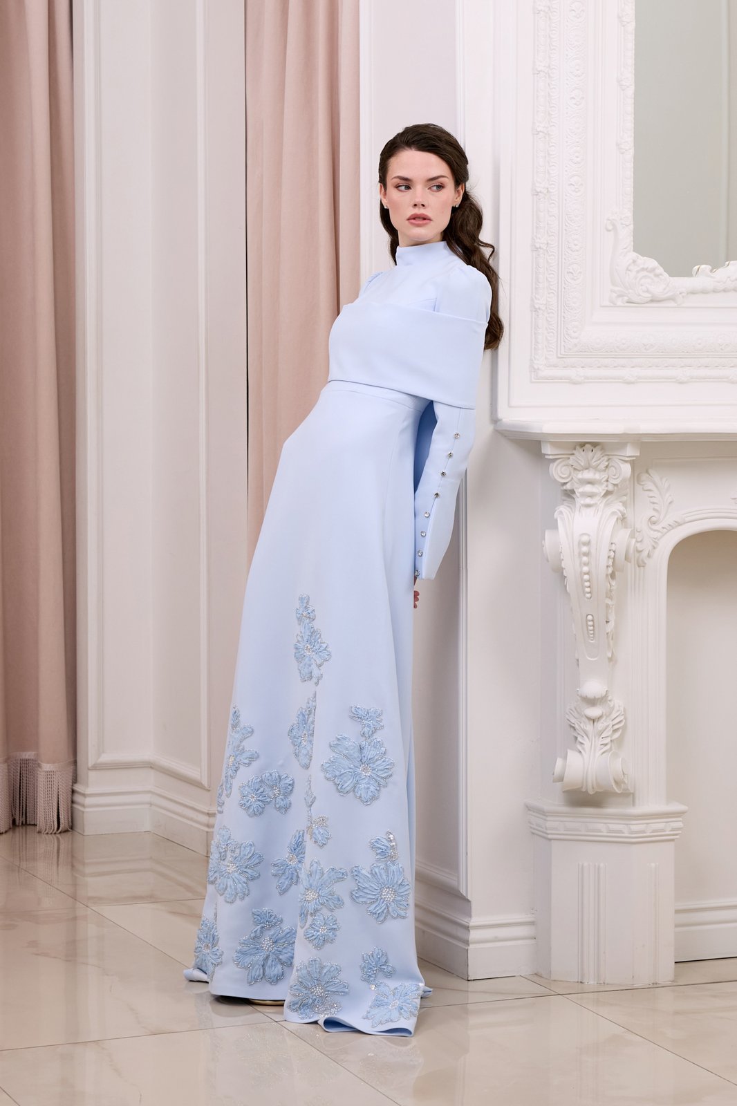 Frozen Omuz Detaylı Elbise - Mavi