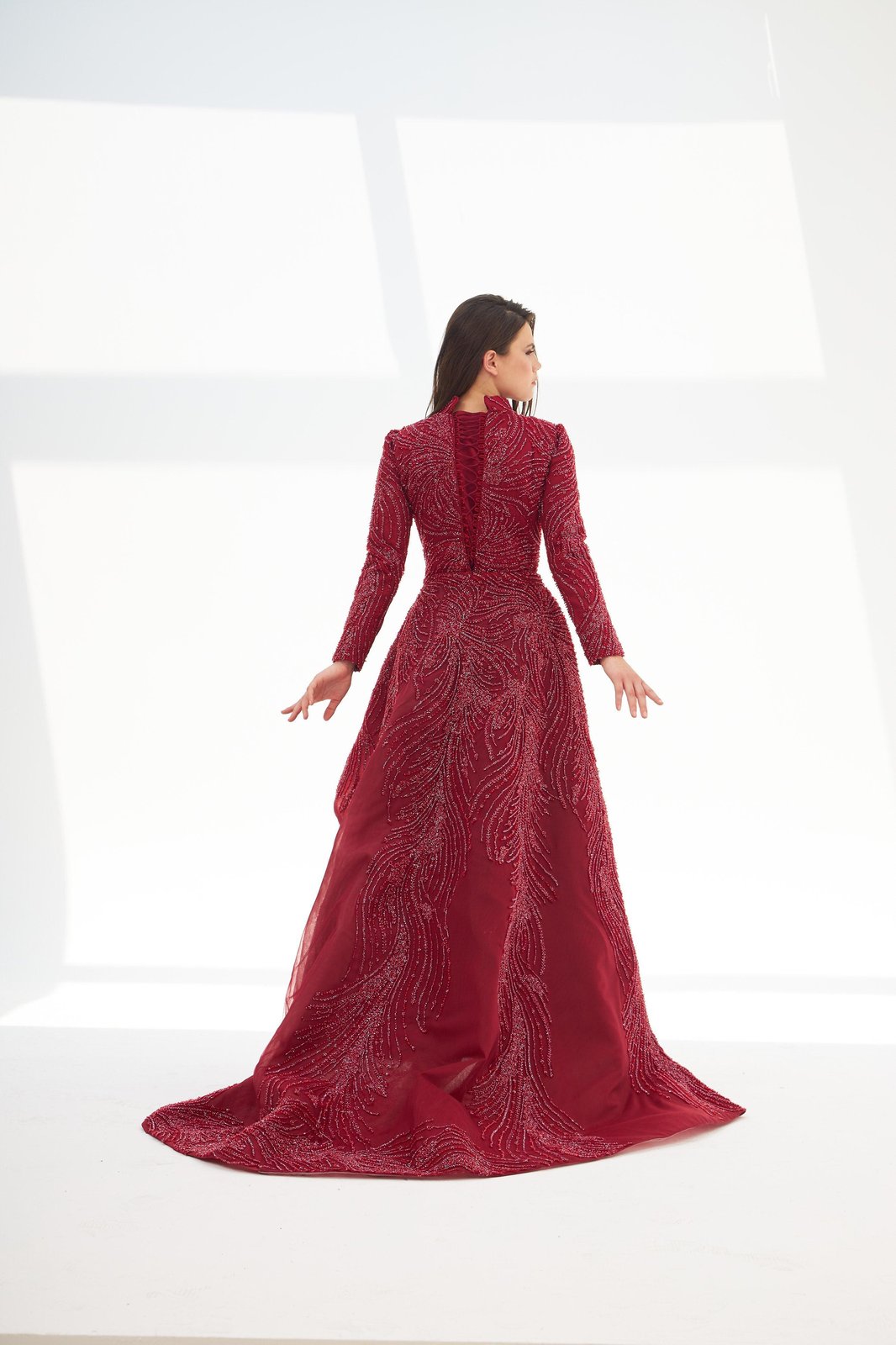 Miranda Kuyruklu Elbise - Bordo