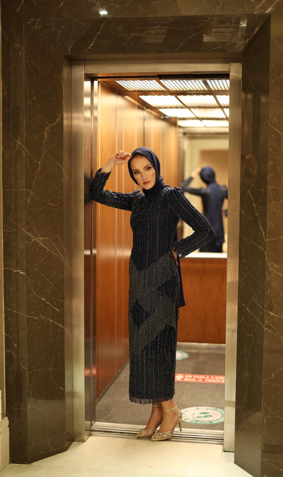 Rita Püsküllü Elbise - Lacivert