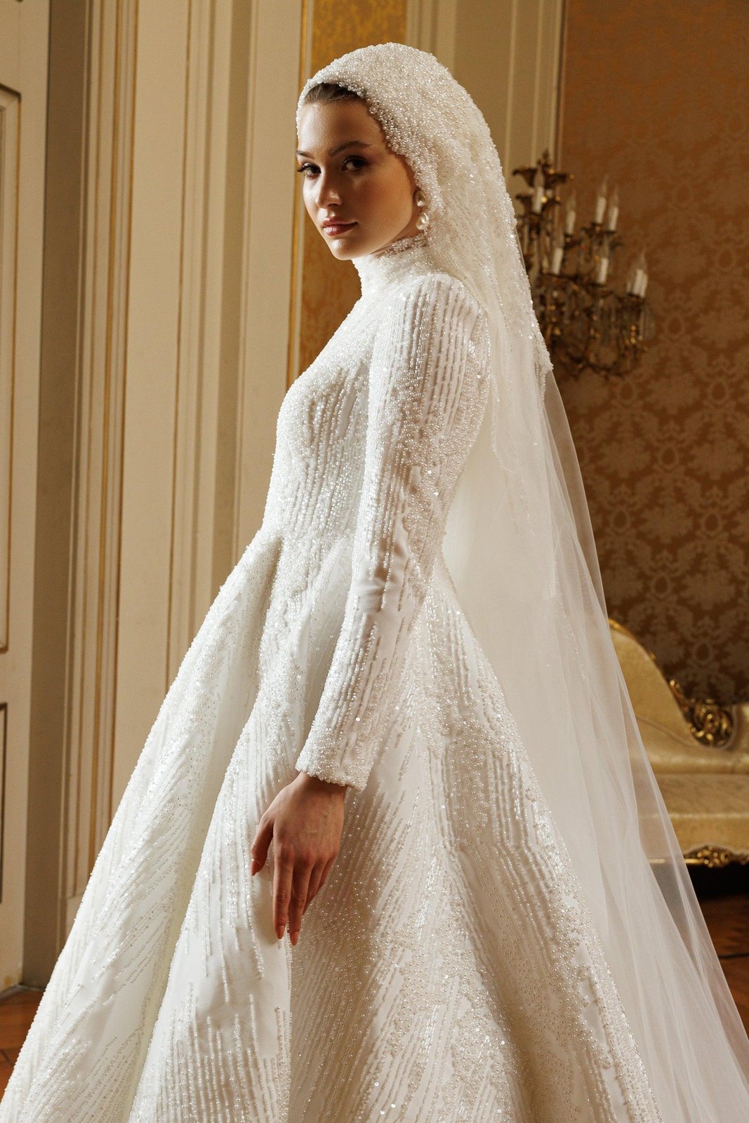 Rolling İşlemeli Gelinlik - Beyaz