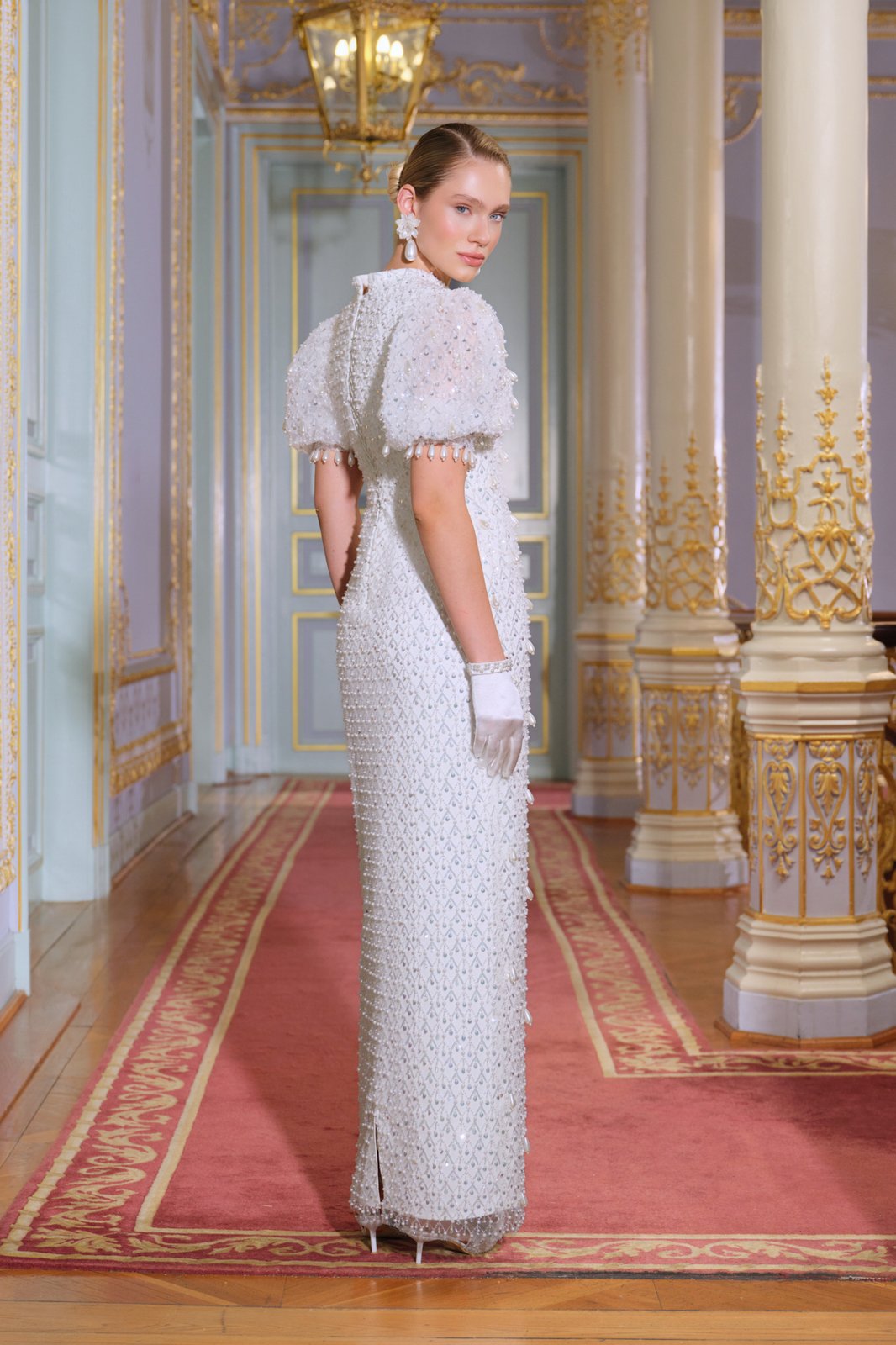 Theo İncili Elbise - Beyaz