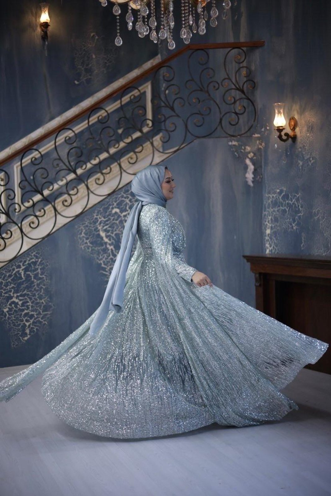 Light Pelerine Elbise - Mint