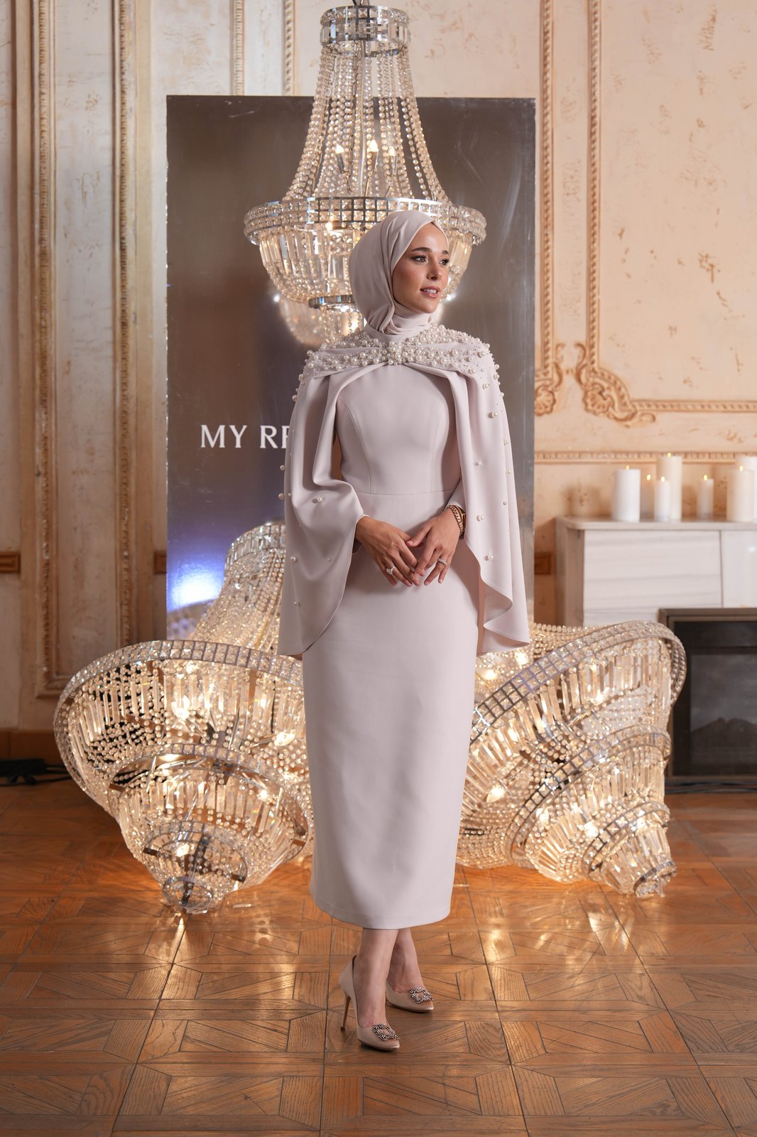 Lyra İncili Elbise - Ekru