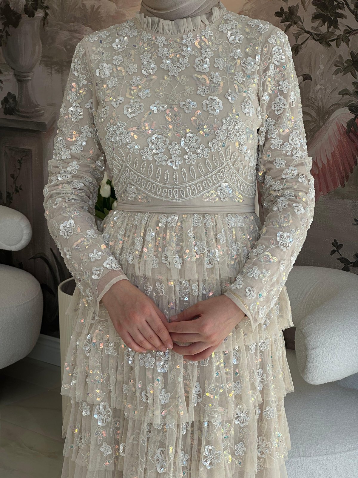 Loco Kat Kat Elbise - Ekru