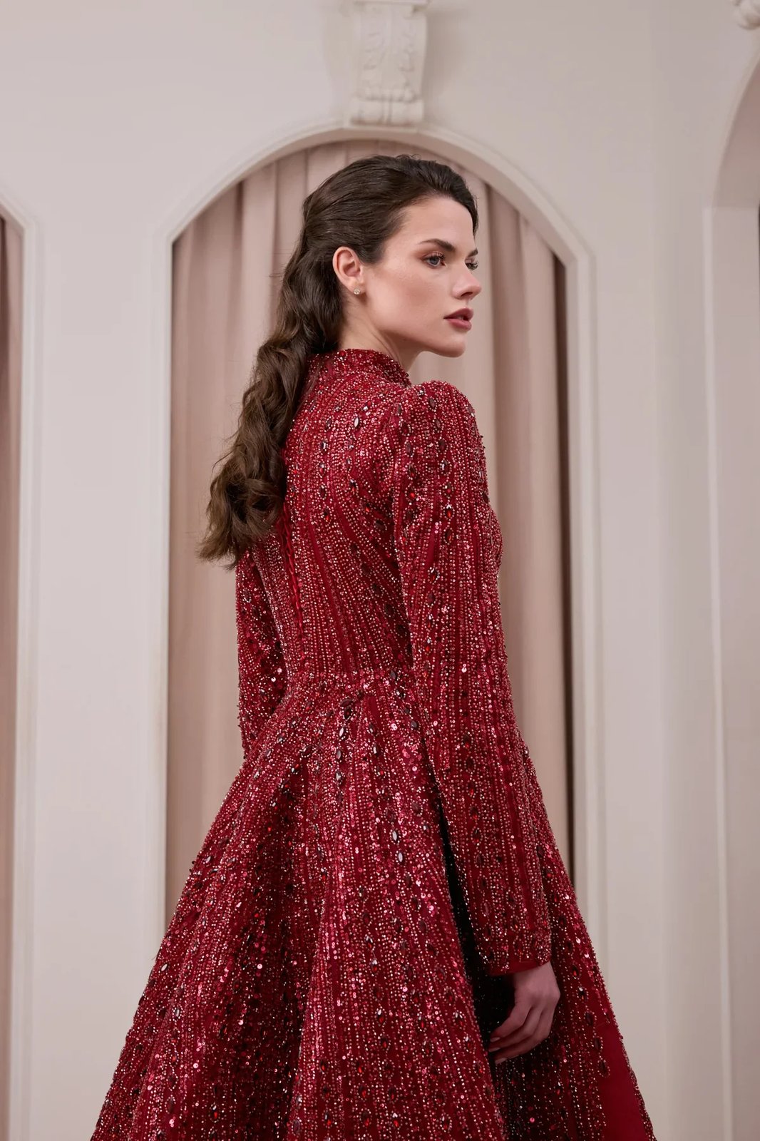 Nivara Omuz Detaylı Elbise - Bordo