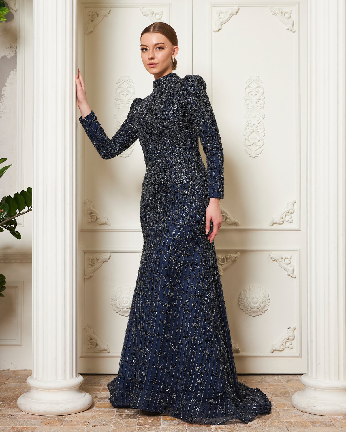 Lucas Kuyruklu Elbise - Lacivert