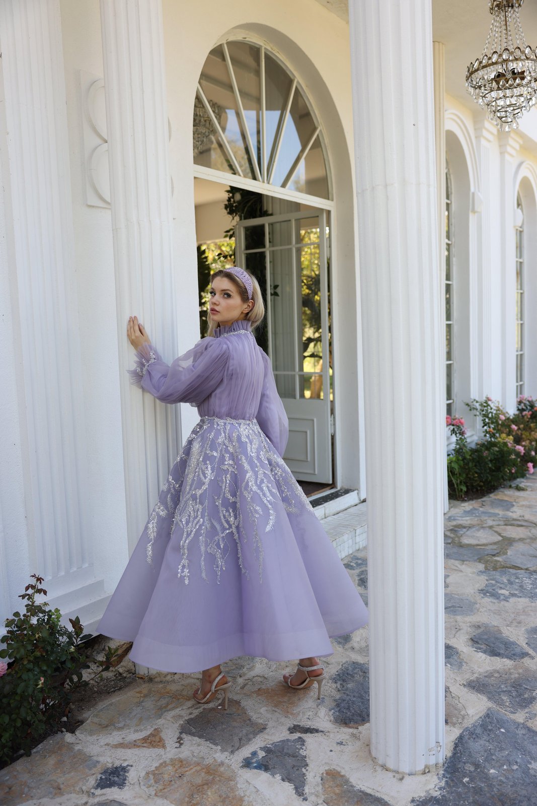 Soli Tül Detaylı Elbise - Lila