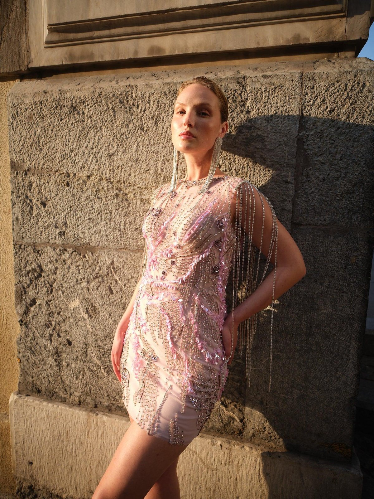 Pretty Taşlı Mini Elbise