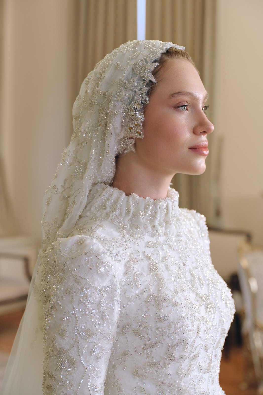 Serande Dantel İşlemeli Gelinlik - Beyaz