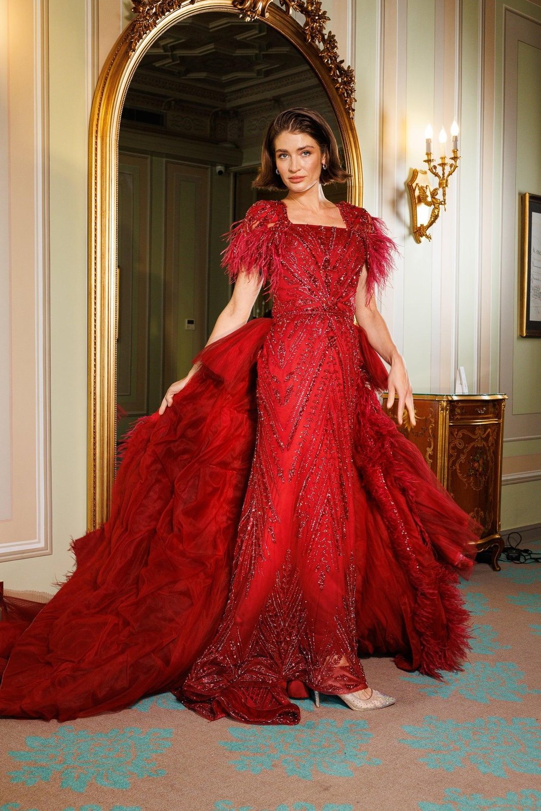 Zoe Kuyruklu Elbise - Bordo