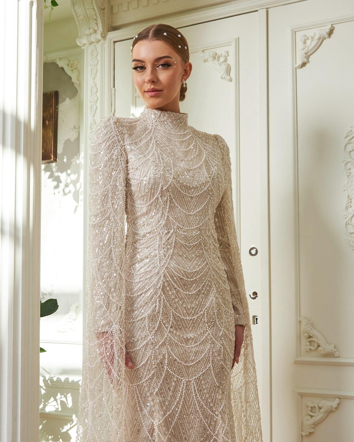 Elsa Pelerinli Elbise - Ekru