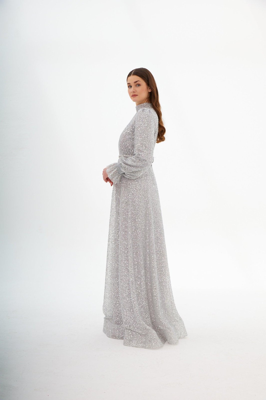 Diana İşlemeli Elbise - Gri